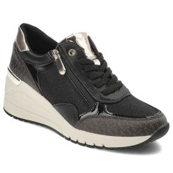 Czarne Sneakersy Marco Tozzi Eleganckie Obuwie Damskie Na Koturnie. Czarne obuwie sportowe damskie Marco Tozzi, bez wzorów. Za 339.00 zł.