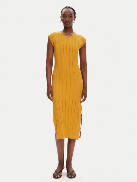 PINKO Sukienka dzianinowa 104745 A2FR Brązowy Regular Fit. Brązowe sukienki damskie Pinko, l, bez wzorów, z dzianiny, bez kołnierzyka, bez ramiączek. Za 499.00 zł.