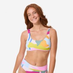 Góra kostiumu kąpielowego surfingowego damska Decathlon Aurely Colorama. Czerwone bikini damskie Decathlon, s, bez wzorów. Za 69.99 zł.