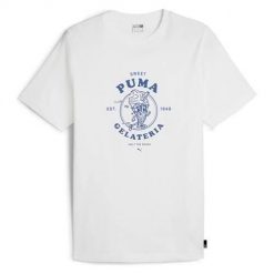 Koszulka sportowa męska Puma Graphics Gelateria Tee. Białe koszulki sportowe męskie Puma, m, bez wzorów, bez kołnierzyka, bez ramiączek. Za 179.00 zł.