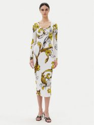 Versace Jeans Couture Sukienka codzienna 78HAO920 JS471 Biały Regular Fit. Białe sukienki damskie Versace Jeans Couture, na co dzień, bez wzorów, z jeansu, bez kołnierzyka, bez ramiączek, proste. Za 1,449.00 zł.