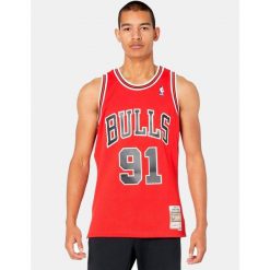 Koszulka NBA Chicago Bulls Dennis Rodman. Czarne koszulki sportowe męskie Mitchell & Ness, m, bez wzorów, z jersey, bez kołnierzyka, bez ramiączek, do koszykówki. Za 464.00 zł.