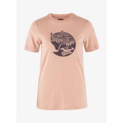 Koszulka merino damska Fjallraven Abisko Wool Fox. Czerwone koszulki sportowe damskie Fjällräven, bez wzorów, bez kołnierzyka, bez ramiączek. Za 272.99 zł.