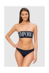 EMPORIO ARMANI Granatowe bikini z białym logo. Niebieskie bikini damskie Emporio Armani, m, bez wzorów. W wyprzedaży za 329.99 zł.