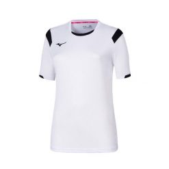 Damska koszulka Mizuno Basic. Białe t-shirty damskie Mizuno, bez wzorów, sportowe, bez kołnierzyka. Za 174.50 zł.