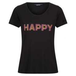 Koszulka damska Regatta Filandra VIII. Czarne t-shirty damskie Regatta, bez wzorów, casualowe, bez kołnierzyka. Za 116.50 zł.