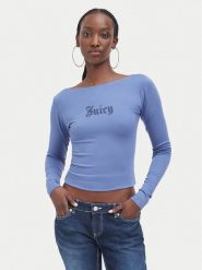 Juicy Couture Bluzka JCWCT226329 Niebieski Slim Fit. Niebieskie koszule damskie Juicy Couture, m, bez wzorów, bez kołnierzyka, bez ramiączek. Za 199.99 zł.