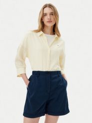 Tommy Hilfiger Koszula WW0WW46169 Żółty Loose Fit. Żółte bluzki damskie Tommy Hilfiger, bez wzorów, ze lnu, bez kołnierzyka, bez ramiączek. Za 339.99 zł.