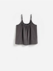 Bluzka z modalem - szary. Szare bluzki damskie Reserved, l, bez wzorów, z tkaniny, bez kołnierzyka, bez ramiączek. Za 79.99 zł.