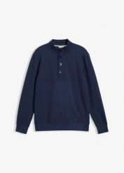 Bluza z listwą guzikową z czystej bawełny organicznej. Niebieskie bluzy męskie bonprix, m, bez wzorów, z bawełny, bez kaptura. Za 99.99 zł.