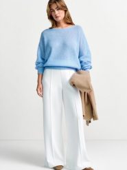 Rich & Royal Damski sweter z dzianiny z zawartością alpaki i wełny Kobiety niebieski jednolity, M. Niebieskie swetry damskie Rich & Royal, m, bez wzorów, z dzianiny, bez kołnierzyka, bez ramiączek, bez kaptura. Za 699.95 zł.