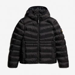 Damska ocieplana kurtka puchowa Superdry Fuji Quilt. Czarne kurtki damskie Superdry., bez wzorów, z puchu, bez kaptura. W wyprzedaży za 479.50 zł.