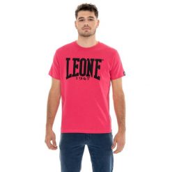 Koszulka z bawełna na co dzień na siłownię. Fioletowe buty sportowe męskie LEONE 1947 APPAREL, bez wzorów, z bawełny, bez kołnierzyka, bez ramiączek, na fitness i siłownię. W wyprzedaży za 82.10 zł.