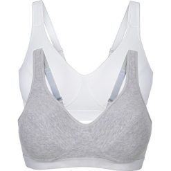 Biustonosz bez fiszbinów (2 szt.) bonprix szary melanż + biały. Białe biustonosze bonprix, melanż. Za 59.98 zł.