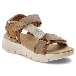 Sandały damskie Artiker, cholewka z materiału tekstylnego regulowane paski z zapięciem na rzep, brązowe, 58C1231. Brązowe klapki damskie Artiker, bez wzorów. Za 169.00 zł.