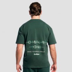 T-shirt męski GymBeam z nadrukiem. Zielone koszulki sportowe męskie GYMBEAM, m, bez wzorów, z bawełny, bez kołnierzyka. Za 89.90 zł.