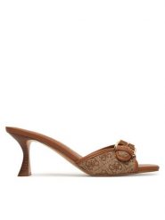 Guess Klapki FLJDI2 FAL03 Brązowy. Brązowe klapki damskie Guess, z aplikacjami, z materiału, bez obcasa. Za 471.99 zł.