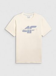 4F T-shirt regular z nadrukiem męski - beżowy 3XL. Brązowe t-shirty męskie 4f, m, bez wzorów, z bawełny, bez kołnierzyka. Za 59.99 zł.