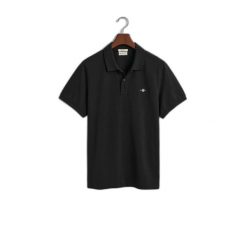 Koszulka polo z bawełny piqué Gant Shield. Czarne koszulki polo męskie GANT, s, bez wzorów, z bawełny, biznesowe, bez ramiączek. Za 372.30 zł.