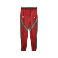 Męskie tkane spodnie przedmeczowe Maroko PUMA Intense Red Archive Green. Czerwone spodnie sportowe męskie Puma, m, bez wzorów, do piłki nożnej. W wyprzedaży za 248.50 zł.