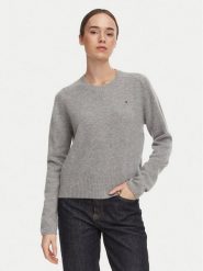 Tommy Hilfiger Sweter WW0WW51432 Szary ciemny Regular Fit. Szare swetry damskie Tommy Hilfiger, l, bez wzorów, z wełny, bez kołnierzyka, bez ramiączek, bez kaptura. Za 649.99 zł.
