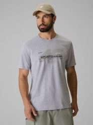 4F T-shirt regular z nadrukiem męski - szary 3XL. Szare t-shirty męskie 4f, m, bez wzorów, z bawełny, biznesowe, bez kołnierzyka. Za 69.99 zł.