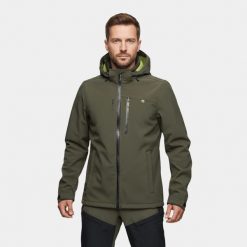Kurtka softshell męska trekkingowa Alpinus Roignais. Zielone kurtki męskie Alpinus, na jesień, m, bez wzorów, z elastanu, klasyczne, z kapturem. Za 399.00 zł.