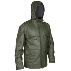 Kurtka przeciwdeszczowa outdoor SOLOGNAC 300. Brązowe kurtki męskie SOLOGNAC, l, bez wzorów, z materiału, sportowe, bez kaptura. Za 179.99 zł.
