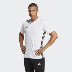 Koszulka męska adidas Tabela 23 Jersey. Białe koszulki sportowe męskie Adidas, l, bez wzorów, z jersey, bez kołnierzyka, bez ramiączek, do piłki nożnej. Za 58.99 zł.