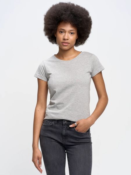 Koszulka damska gładka szara Classic 991. Szare t-shirty damskie Big Star, l, z aplikacjami, retro, bez kołnierzyka. W wyprzedaży za 59.99 zł.