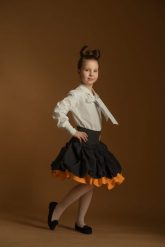 Spódnica podwójnie spieniona dziecięca mandarynkowa. Szare spódniczki dla dziewczynek Hultaj Polski, bez wzorów, z bawełny, mini. Za 189.00 zł.