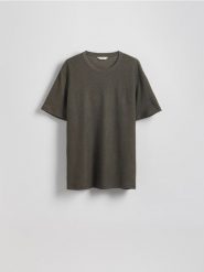 Strukturalny t-shirt regular - jasny zielony. Zielone t-shirty męskie Reserved, l, bez wzorów, z dzianiny, bez kołnierzyka. W wyprzedaży za 35.99 zł.