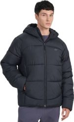 Kurtka puchowa męska 4F M0708 czarna 4FRAW25TDJAM0708 20S S. Czarne kurtki męskie 4f, m, bez wzorów, z puchu, bez kaptura. Za 499.23 zł.