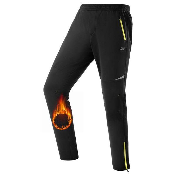 Spodnie termiczne do jazdy na rowerze/biegania na zimę. Czarne spodnie sportowe męskie ROCKBROS, na zimę, l, bez wzorów, z elastanu, do biegania. Za 156.00 zł.