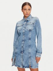 Tommy Jeans Sukienka jeansowa DW0DW19748 Niebieski Regular Fit. Niebieskie sukienki damskie Tommy Jeans, s, bez wzorów, z bawełny, bez kołnierzyka, bez ramiączek. Za 599.99 zł.
