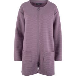 Bluza rozpinana w strukturalny wzór w poziomy prążek bonprix matowy lawendowy. Fioletowe bluzy damskie bonprix, bez wzorów, bez kaptura. Za 79.99 zł.