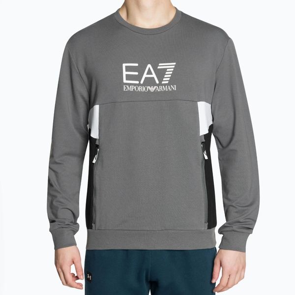 Bluza męska EA7 Emporio Armani Train Summer Block. Szare bluzy męskie EA7 Emporio Armani, l, bez wzorów, z bawełny, bez kaptura. Za 409.99 zł.