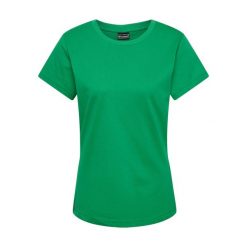 Koszulka damska Hummel Red Basic. Zielone koszulki sportowe damskie Hummel, bez wzorów, z bawełny, bez kołnierzyka, bez ramiączek, na fitness i siłownię. Za 120.00 zł.