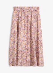 Spódnica midi z mieszanki wiskozy. Białe spódnice damskie bonprix, bez wzorów, z wiskozy, midi. Za 69.99 zł.