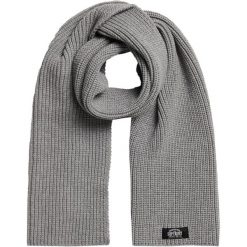 Szalik zimowy damski Superdry Classic Knitted. Szare szaliki i chusty damskie Superdry., na zimę, bez wzorów, z poliesteru. Za 111.55 zł.