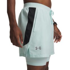 Under Armour LAUNCH 5 2-IN-1 SHORTS Spodenki męskie. Niebieskie krótkie spodenki sportowe męskie Under Armour, m, bez wzorów, z dzianiny, do biegania. Za 146.99 zł.