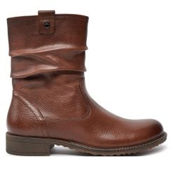 Botki Tamaris. Brązowe botki damskie Tamaris, bez obcasa, na płaskiej podeszwie, bez zapięcia. Za 299.99 zł.