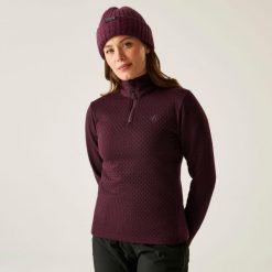 Damska elastyczna warstwa środkowa Blindside Quarter Zip z zamkiem. Fioletowe bluzy sportowe damskie Dare 2b, bez wzorów, z polaru, bez kaptura, narciarskie. Za 188.00 zł.