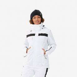 Kurtka narciarska i snowboardowa damska Quechua 900. Białe kurtki sportowe damskie WED'ZE, na zimę, s, bez wzorów, z materiału, bez kaptura, narciarskie. Za 879.99 zł.
