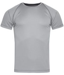 Koszulka T-shirt, Szara, Sportowa, ACTIVE-DRY Poliester, Raglanowe Rękawy, Popielata. Szare koszulki sportowe męskie Stedman, m, bez wzorów, z materiału, sportowe, bez kołnierzyka. Za 55.00 zł.