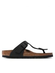 Birkenstock Japonki Gizeh 0043693 Czarny. Czarne klapki damskie Birkenstock, bez wzorów, ze skóry, bez obcasa. Za 399.99 zł.