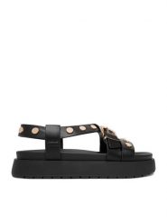 DeeZee Sandały CEO-HY69916-11 Czarny. Czarne sandały damskie DeeZee, bez wzorów, ze skóry, bez obcasa, na płaskiej podeszwie, bez zapięcia. Za 149.99 zł.