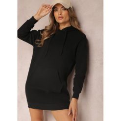 Czarna Bluza Długa z Kapturem Firro. Czarne bluzy damskie Renee, m, bez wzorów, z bawełny, z kapturem. Za 89.99 zł.