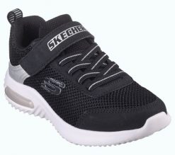 Buty sportowe Sneakersy chłopięce, Bounder-Tech. Czarne trampki i tenisówki chłopięce Skechers, bez wzorów, z materiału, sportowe, przed kostkę, bez zapięcia. Za 159.99 zł.