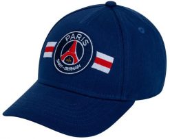Czapka z daszkiem Paris Saint Germain bawełna junior granatowa. Niebieskie czapki i kapelusze męskie PSG, bez wzorów, z bawełny. Za 99.00 zł.